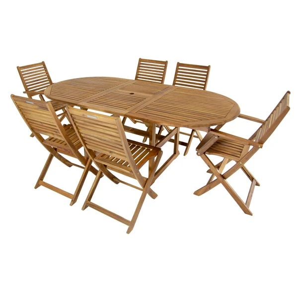 Acacia 6 Seater Extendable Dining Set 4 Acacia 6 Seater Extendable Dining Set - Image 2