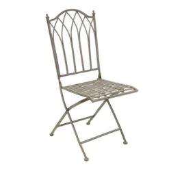 Foldable 2 Seater Wrought Iron Grey Bistro Set -Gardens and Outdoors 1000162711 alt02