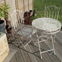 Foldable 2 Seater Wrought Iron Grey Bistro Set -Gardens and Outdoors 1000162711 alt04