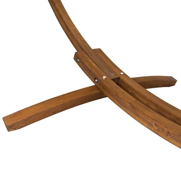 Wooden Hammock With Arc Stand Cream Canvas 7 Wooden Hammock With Arc Stand Cream Canvas - Image 5