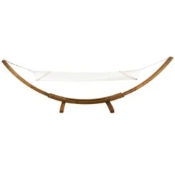 Extra Large Wooden Hammock With Arc Stand Cream Canvas 9 Extra Large Wooden Hammock With Arc Stand Cream Canvas -Gardens and Outdoors 1000185575 alt03
