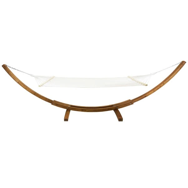Extra Large Wooden Hammock With Arc Stand Cream Canvas 6 Extra Large Wooden Hammock With Arc Stand Cream Canvas - Image 4