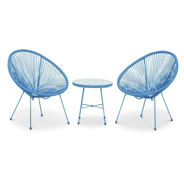 Monaco 2 Seater Blue Egg Chair Bistro Set 4 Monaco 2 Seater Blue Egg Chair Bistro Set - Image 2
