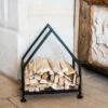 Black 33cm House Kindling Holder 2 Black 33cm House Kindling Holder -Gardens and Outdoors 30635605