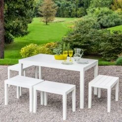 Trabella Roma 4 Seater Bench Rectangular Dining Set 14 Trabella Roma 4 Seater Bench Rectangular Dining Set -Gardens and Outdoors 30651955
