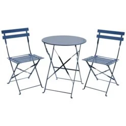 Charles Bentley Navy Folding Metal Bistro Set