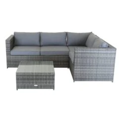Rattan Grey Corner Sofa And Coffee Table -Gardens and Outdoors 30726005 alt02