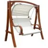 Wooden 3 Seater Swing Chair With Canopy -Gardens and Outdoors 30726049