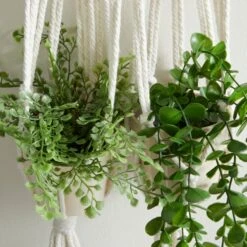 Macrame Double Hanging Ceramic Plant Pot -Gardens and Outdoors 30732436 alt02