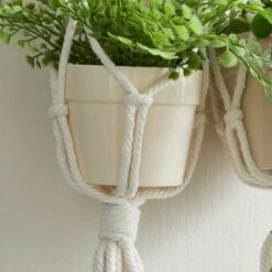 Macrame Double Hanging Ceramic Plant Pot -Gardens and Outdoors 30732436 alt03