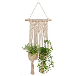 Macrame Double Hanging Ceramic Plant Pot -Gardens and Outdoors 30732436 alt04