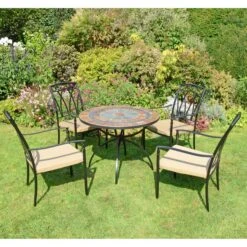 Virginia 91cm Patio Table Set With 4 Austin Chairs -Gardens and Outdoors 30760670 alt04