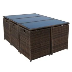 Cannes Brown 10 Seater Cube Set -Gardens and Outdoors 30763587 alt06
