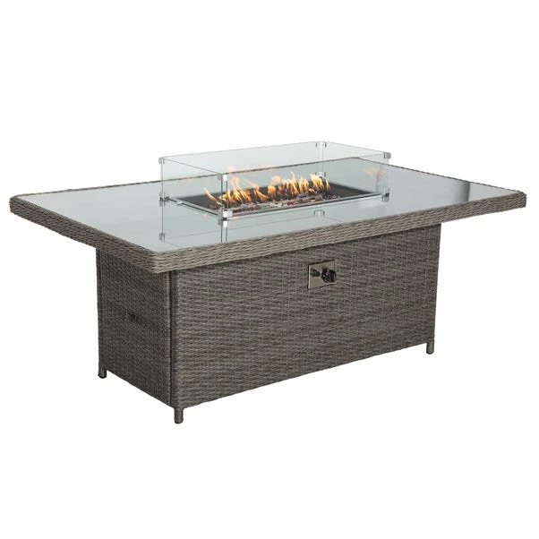 Paris 7 Piece Deluxe Modular Corner Dining Set With Rectangular Firepit 4 Paris 7 Piece Deluxe Modular Corner Dining Set With Rectangular Firepit - Image 2