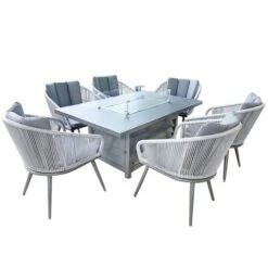 Aspen 6 Seater Fire Pit Dining Set -Gardens and Outdoors 30764006 alt03