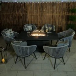 Aspen 6 Seater Fire Pit Dining Set -Gardens and Outdoors 30764006 alt05