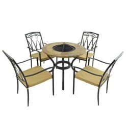 Bayfield Firepit 89cm Table With 4 Ascot Chairs Set -Gardens and Outdoors 30826728 alt05