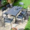 Cube Dining Table With 6 Bora Chair Set Anthracite -Gardens and Outdoors 30826762