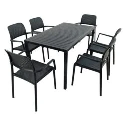 Cube Dining Table With 6 Bora Chair Set Anthracite 13 Cube Dining Table With 6 Bora Chair Set Anthracite -Gardens and Outdoors 30826762 alt04