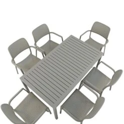 Cube Dining Table With 6 Bora Chair Set Turtle Dove -Gardens and Outdoors 30826763 alt03