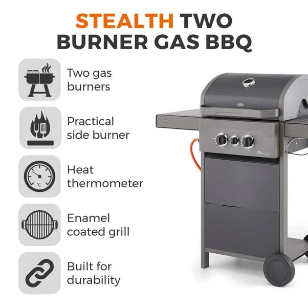 Tower Stealth 2000 Two Burner Gas BBQ, Black Steel 4 Tower Stealth 2000 Two Burner Gas BBQ, Black Steel - Image 2
