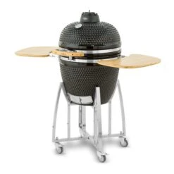 Tower Kamado XL Ceramic Charcoal BBQ With Wooden Shelves, Black -Gardens and Outdoors 30849205 alt02