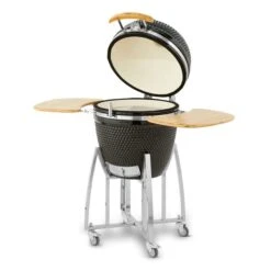 Tower Kamado XL Ceramic Charcoal BBQ With Wooden Shelves, Black -Gardens and Outdoors 30849205 alt03