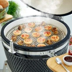 Tower Kamado XL Ceramic Charcoal BBQ With Wooden Shelves, Black -Gardens and Outdoors 30849205 alt05