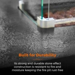 Tower Magna H60cm Rectangular Gas Fire Pit, Grey -Gardens and Outdoors 30849220 alt03