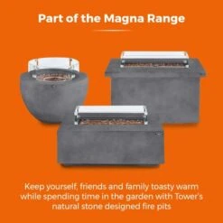 Tower Magna H60cm Rectangular Gas Fire Pit, Grey -Gardens and Outdoors 30849220 alt08