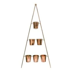 Gold Metal Wall Plant Stand With Planters -Gardens and Outdoors 30849600 alt02