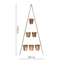 Gold Metal Wall Plant Stand With Planters -Gardens and Outdoors 30849600 alt04