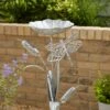 Silver Iron Dragonfly Bird Bath Stake -Gardens and Outdoors 30861791