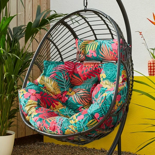 Black Egg Chair With Tropical Cushion 4 Black Egg Chair With Tropical Cushion - Image 2