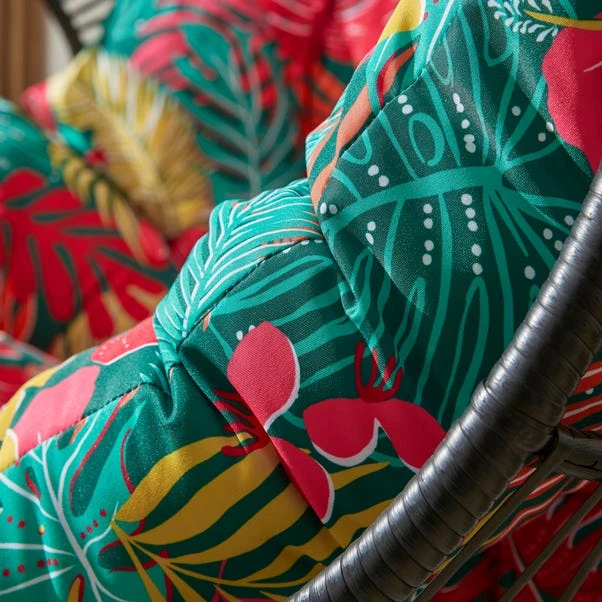 Black Egg Chair With Tropical Cushion 5 Black Egg Chair With Tropical Cushion - Image 3