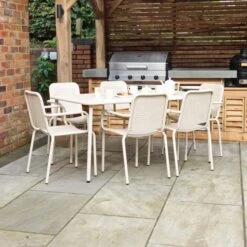 Porto 6 Seater Dining Set With Stacking Chairs 29 Porto 6 Seater Dining Set With Stacking Chairs -Gardens and Outdoors 30915726 alt01