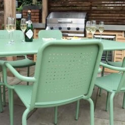 Porto 6 Seater Dining Set With Stacking Chairs 22 Porto 6 Seater Dining Set With Stacking Chairs -Gardens and Outdoors 30915727 alt02