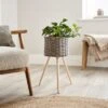 Grey Woven Plant Stand -Gardens and Outdoors 30924351
