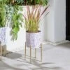 Metal Plant Pot On Gold Stand -Gardens and Outdoors 30925724