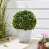 Artificial Round Topiary Tree In Grey Plant Pot -Gardens and Outdoors 30925746