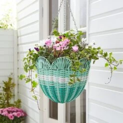 Scalloped Rattan Hanging Basket 8 Scalloped Rattan Hanging Basket -Gardens and Outdoors 30925781