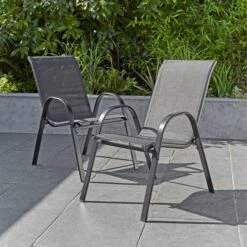 Set Of 2 Textilene Stacking Chairs 15 Set Of 2 Textilene Stacking Chairs -Gardens and Outdoors 30926401 alt01