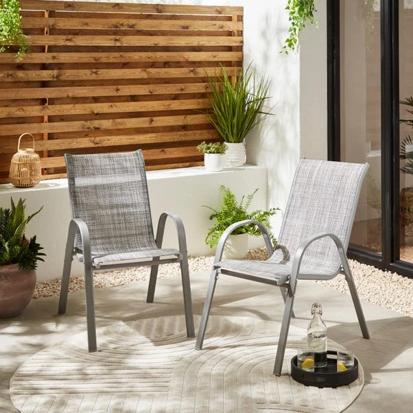 Set Of 2 Textilene Stacking Chairs 4 Set Of 2 Textilene Stacking Chairs - Image 2