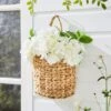 Artificial White Hydrangea In Hanging Basket -Gardens and Outdoors 30926642