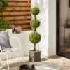 Artificial Boxwood Ball Tree In Woven Plant Pot 2 Artificial Boxwood Ball Tree In Woven Plant Pot -Gardens and Outdoors 30926645