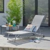 Grey Textilene Lounger With Wheels -Gardens and Outdoors 30926692
