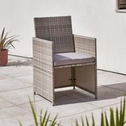 Grey Rattan 4 Seater Dining Cube Set -Gardens and Outdoors 30927273 alt07