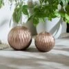 Set Of 2 Bronze Resin Garden Sculpture Balls -Gardens and Outdoors 30927805