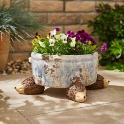 Set Of 3 Resin Hedgehog Pot Feet