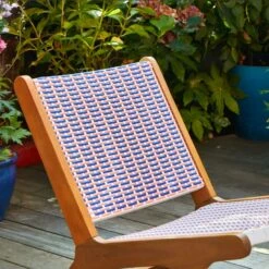 Sophie Robinson Coral & Cobalt Pavilion Deck Chair -Gardens and Outdoors 30934742 alt02